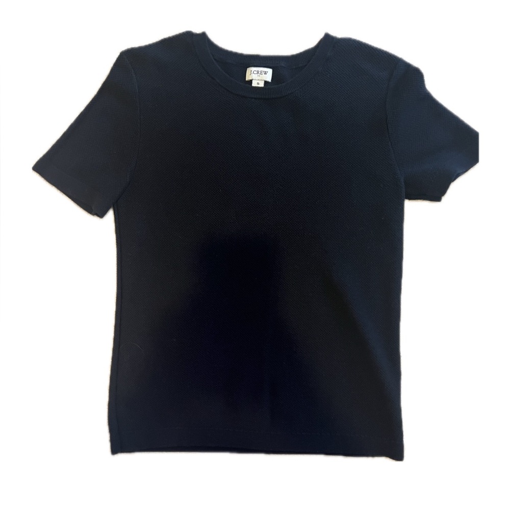 J. Crew Black Thin Knit 100% Cotton Short Sleeve Top Size Small